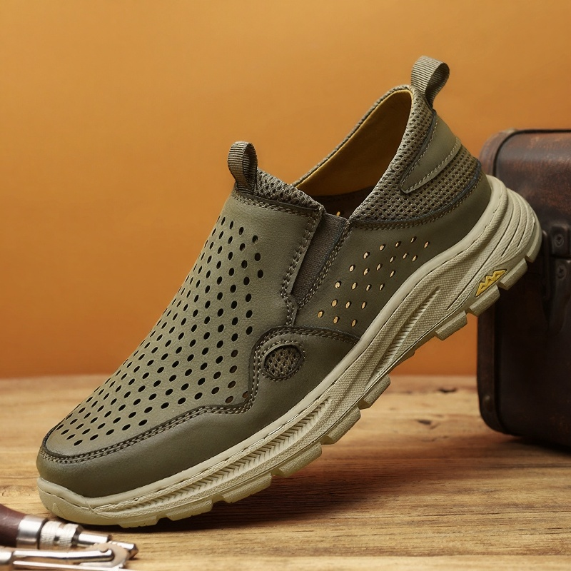 (⏰Limited Time Sale 70% OFF) Men's Orthopedic Leather Loafers - Comfortable Orthopedic Wide Toe Arch Support - Quick Dry Breathable Cushioning Non-slip and Puncture Resistant