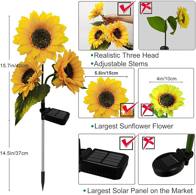 🔥Hot Sale-60% OFF🔥Outdoor Solar Sunflower Lights🌻✨