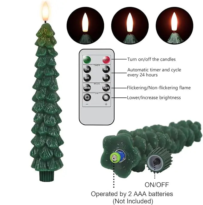 Hot Sale 50% OFF🔥Flameless Taper Candles - Christmas Tree LED Candles🎄