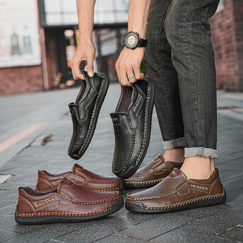 ⏰Promotion - 50% OFF🔥 Men’s Premium Leather Loafers - Arch Support & Wide Fit Slip-On Shoes
