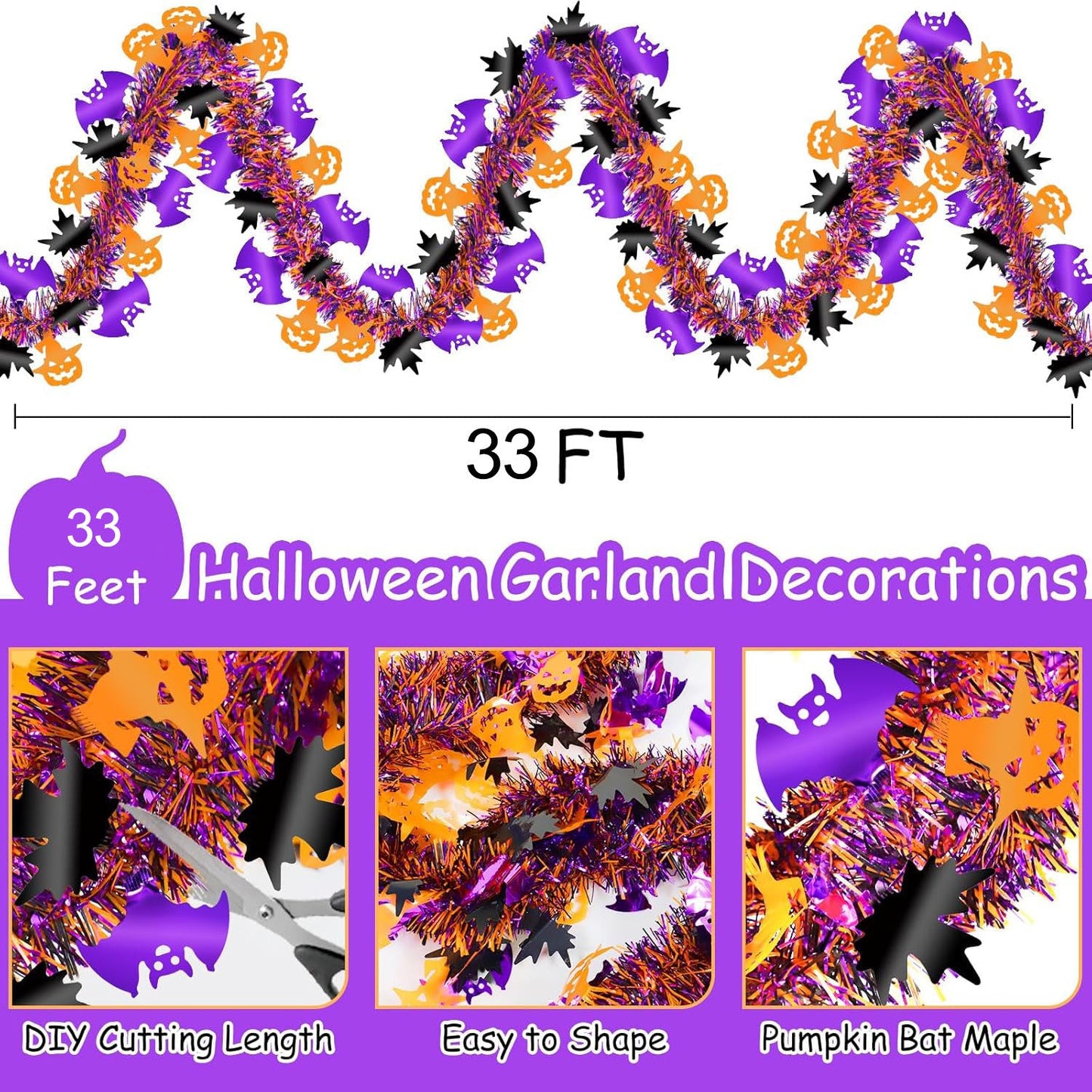 Halloween Tinsel Garland – Sparkly & Spooky Party Decor
