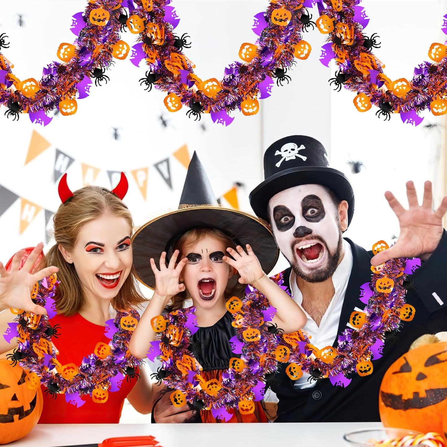 Halloween Tinsel Garland – Sparkly & Spooky Party Decor