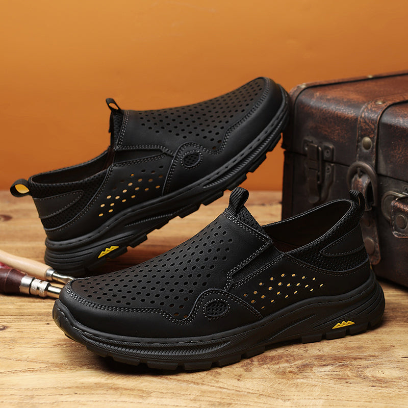 (⏰Limited Time Sale 70% OFF) Men's Orthopedic Leather Loafers - Comfortable Orthopedic Wide Toe Arch Support - Quick Dry Breathable Cushioning Non-slip and Puncture Resistant