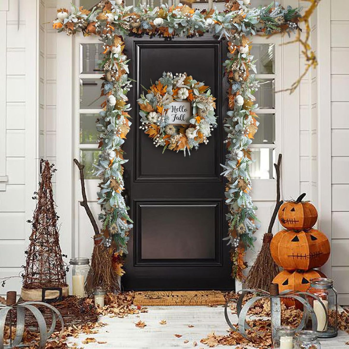🍁Special Fall Sale 49% OFF-Fall Wreath with Pumpkin Maple Leaves🎃