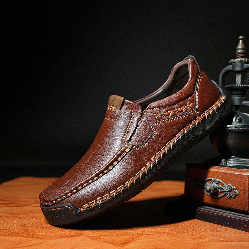 ⏰Promotion - 50% OFF🔥 Men’s Premium Leather Loafers - Arch Support & Wide Fit Slip-On Shoes