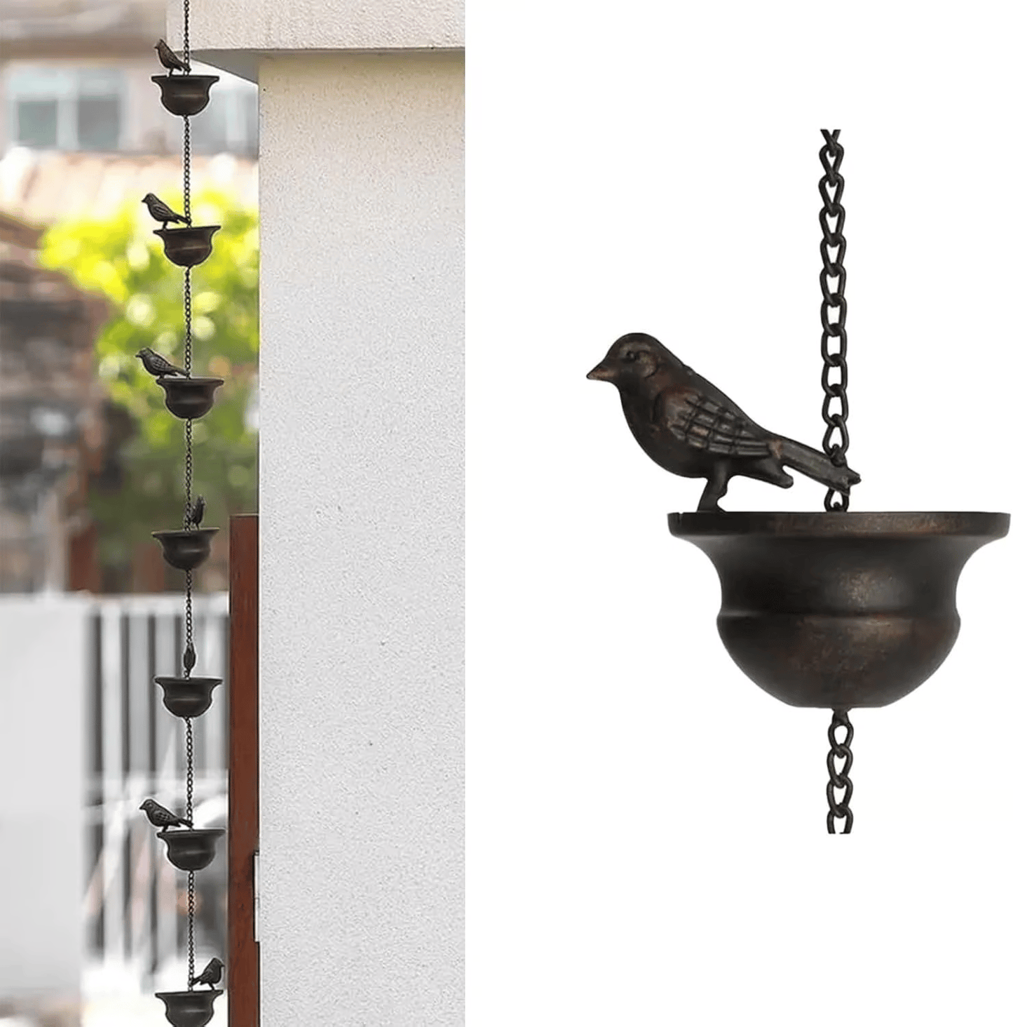 ✨Decorative Rain Chain with Bird Bath Design