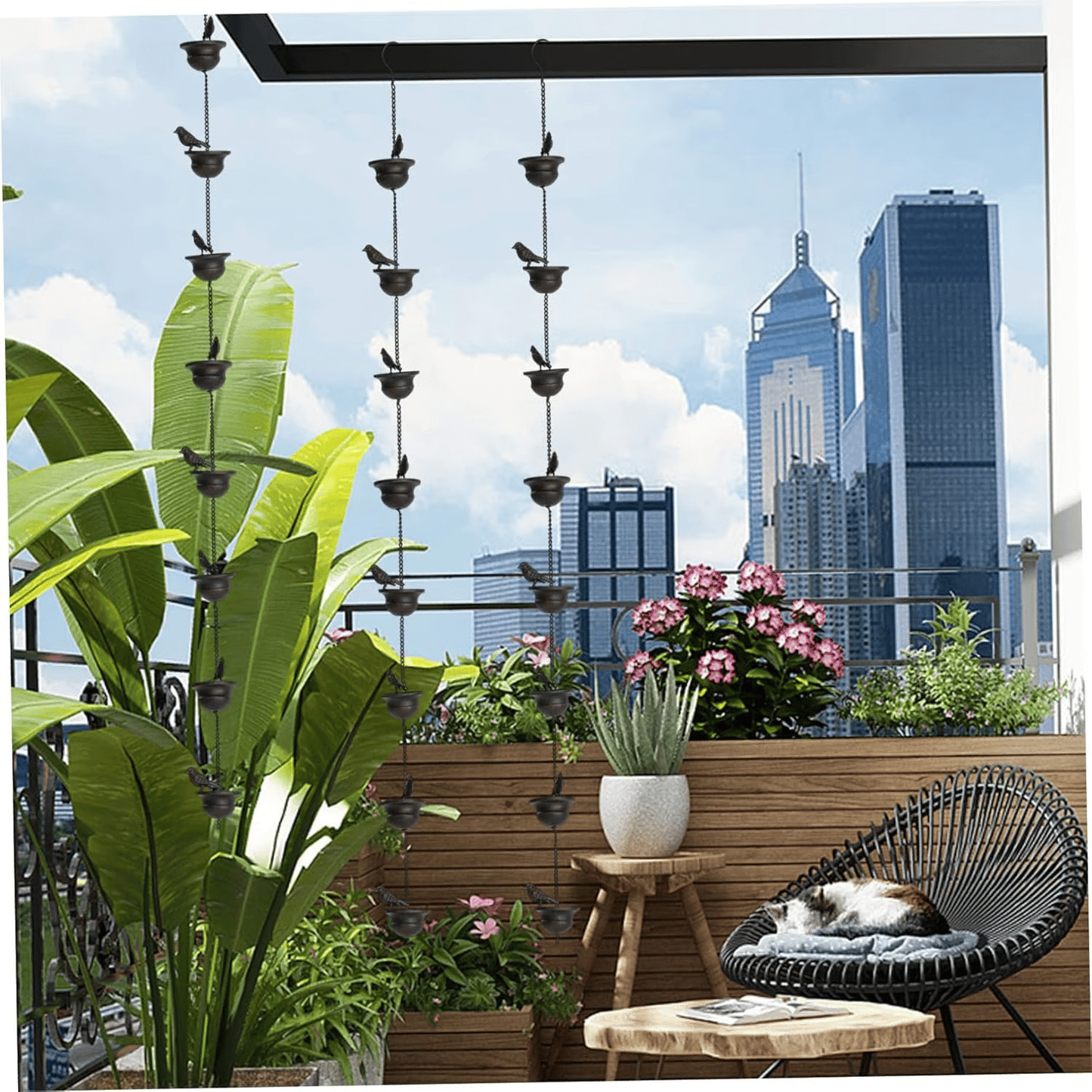 ✨Decorative Rain Chain with Bird Bath Design