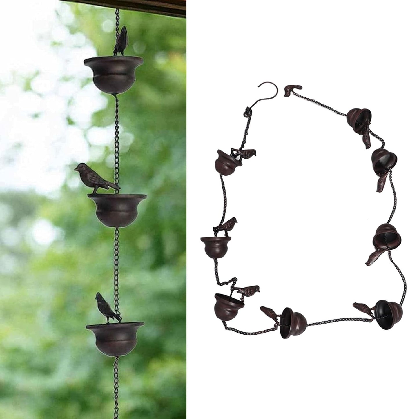 ✨Decorative Rain Chain with Bird Bath Design