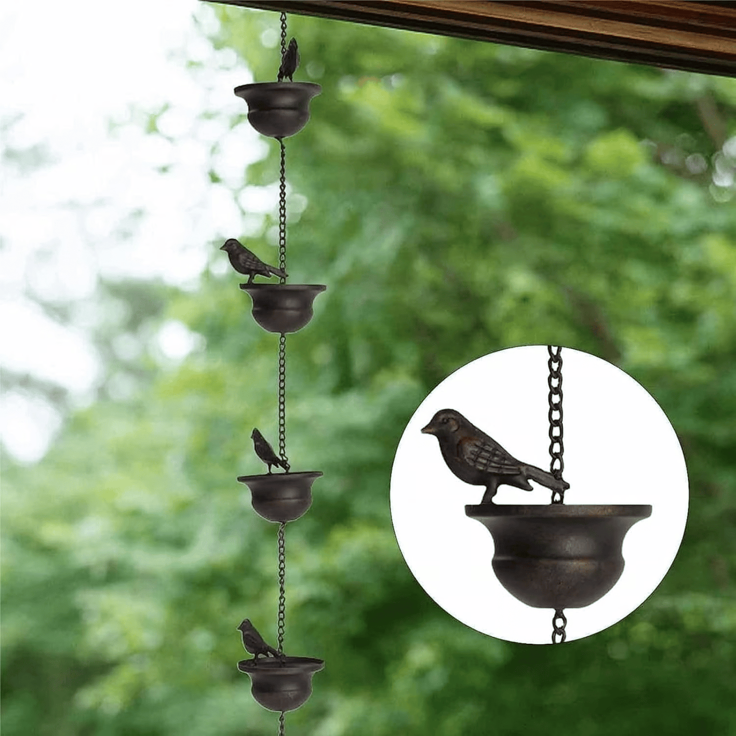 ✨Decorative Rain Chain with Bird Bath Design