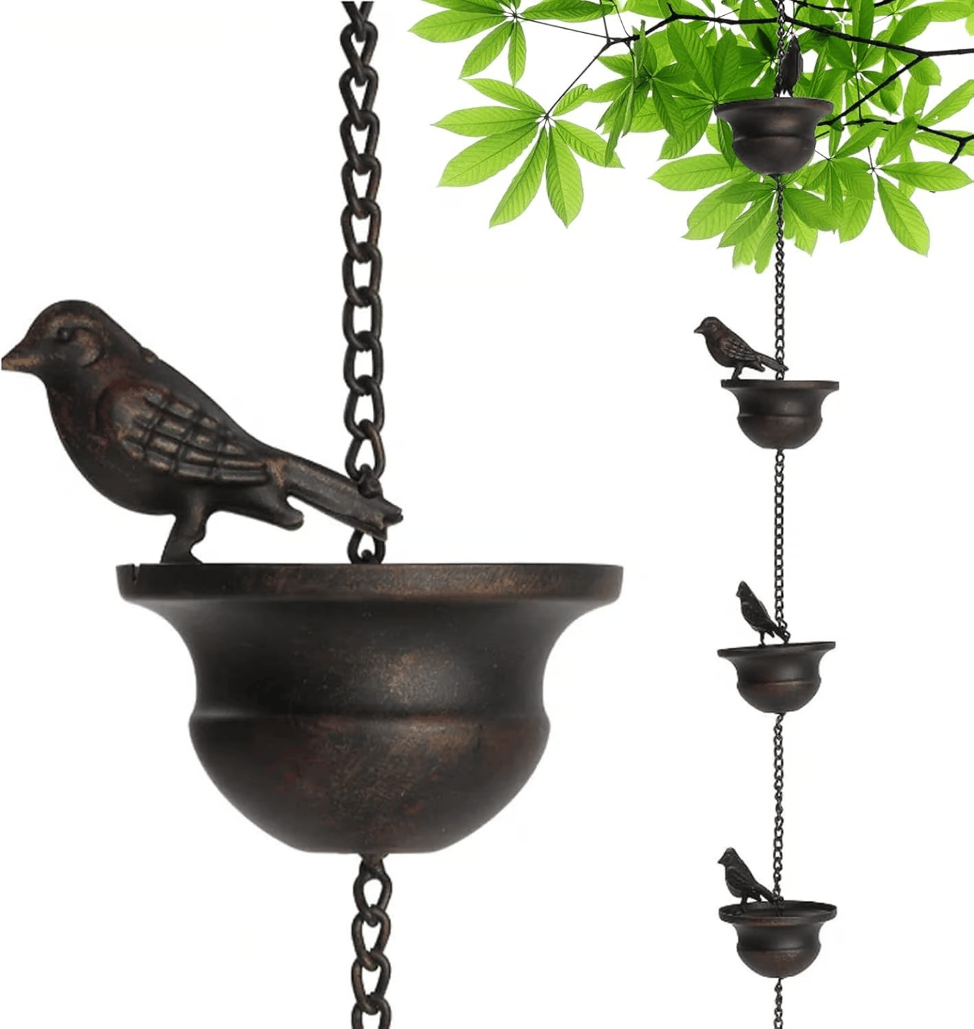 ✨Decorative Rain Chain with Bird Bath Design