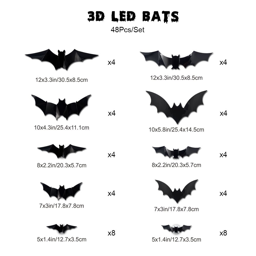 🦇3D Bat Design LED Decoration✨