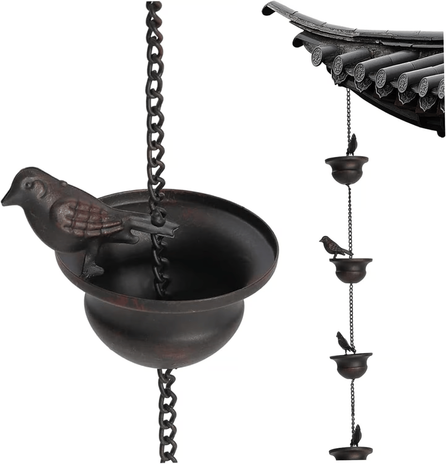 ✨Decorative Rain Chain with Bird Bath Design