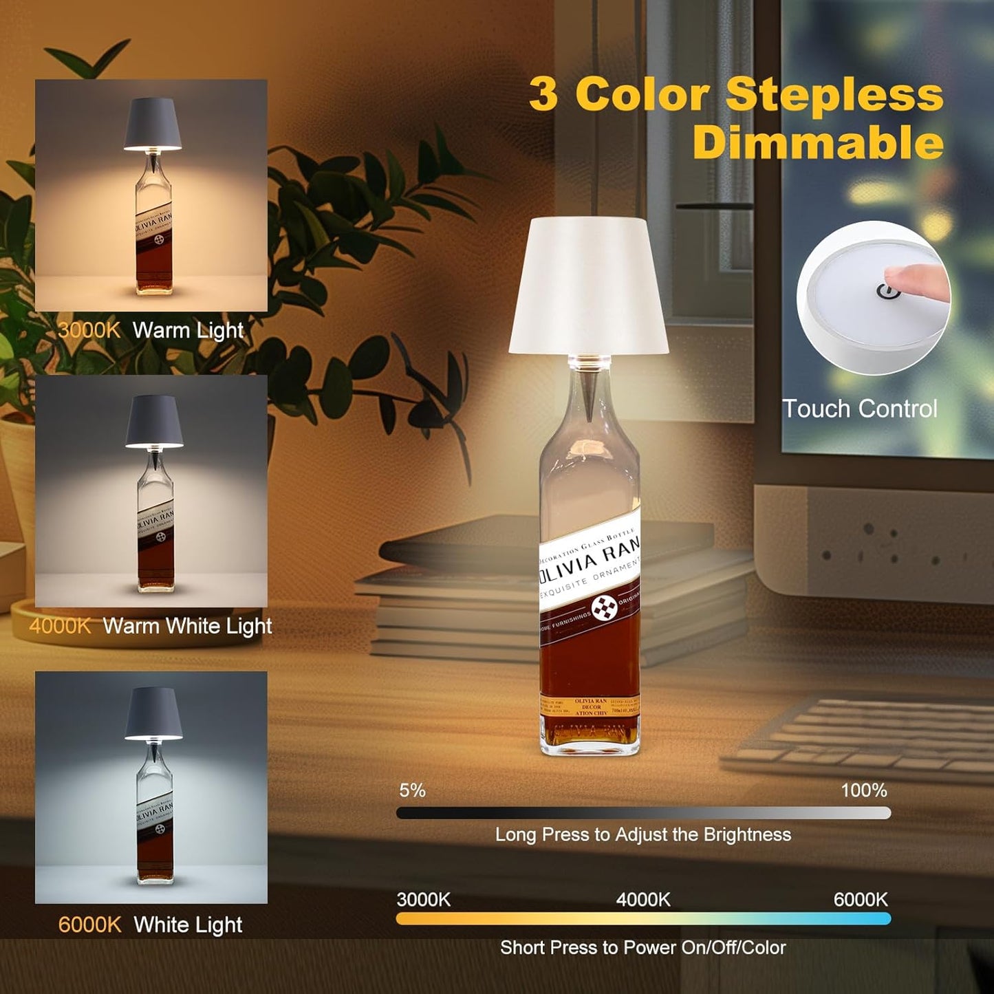 Last Day Promotion!🔥Wireless Bottle Lamp - RGB Mode/ 3 Color Mode