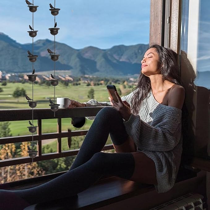 ✨Decorative Rain Chain with Bird Bath Design