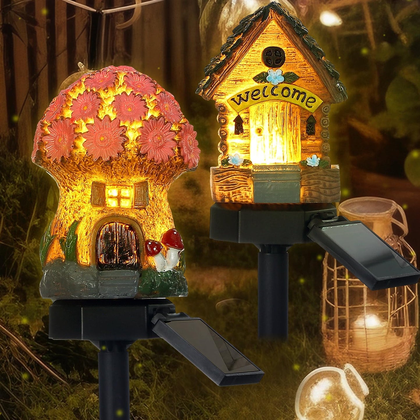 🏠2025 Spring Hot Sale✨Dazzle Bright Solar Mushroom Lights Fairy Garden Lights