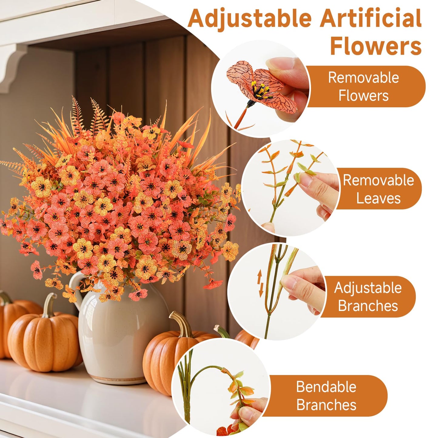 🔥Halloween Discount🎃Realistic Fall Fake Flowers🌸🍂