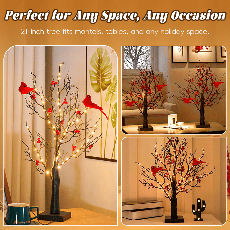 🔥Hot Sale🔥Vintage Glowing Cardinal Tree With Berries