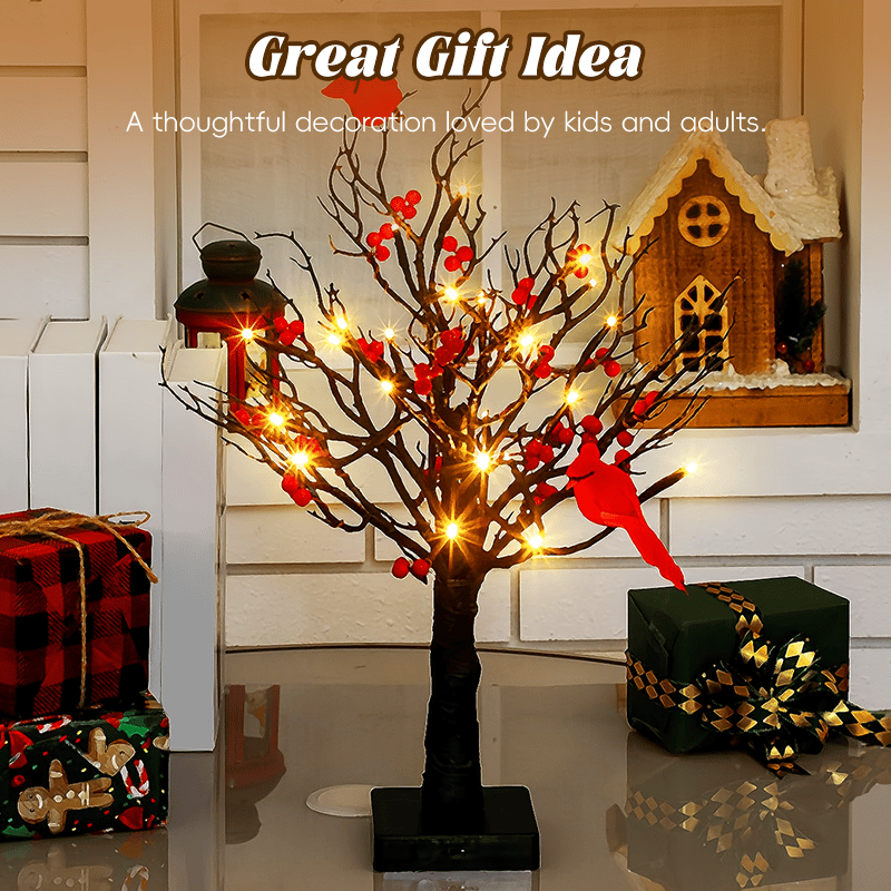 🔥Hot Sale🔥Vintage Glowing Cardinal Tree With Berries