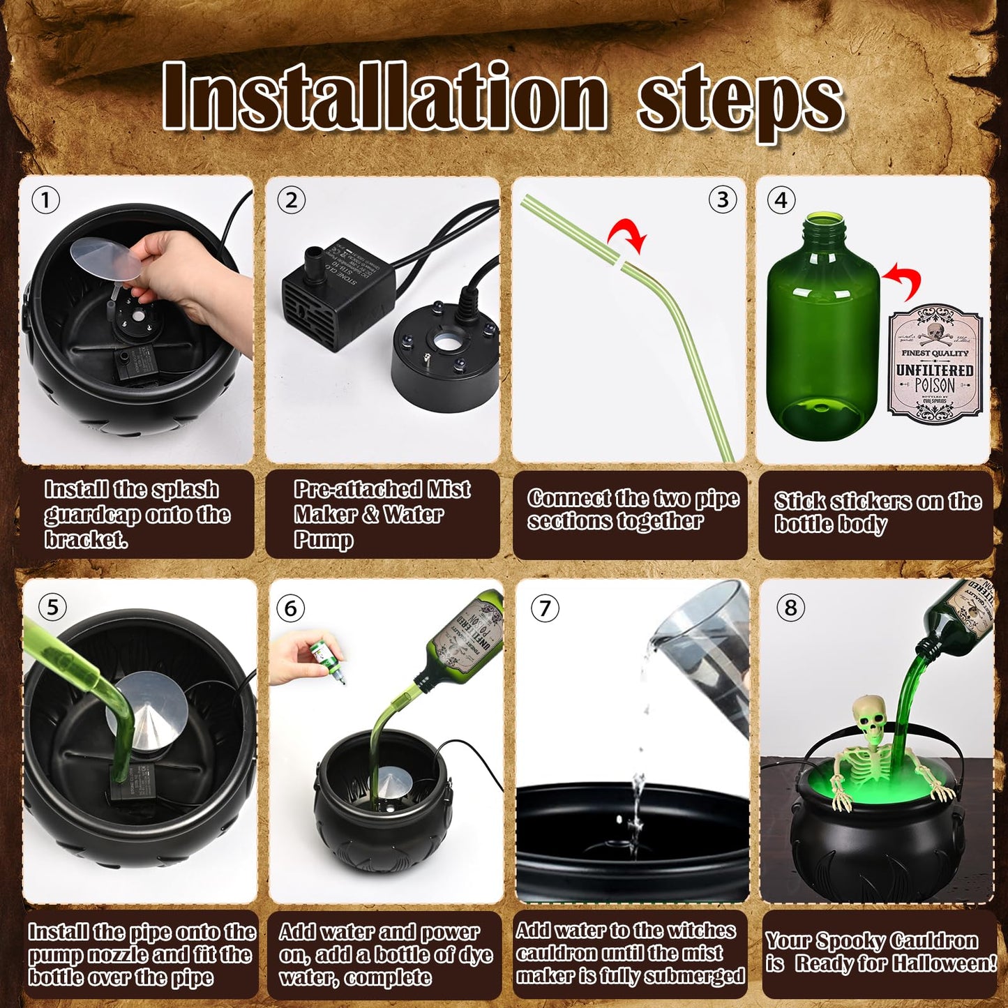 🔥Hot Sale 60% OFF🎃Halloween Witches' Magic Cauldron and Floating Potion Bottles