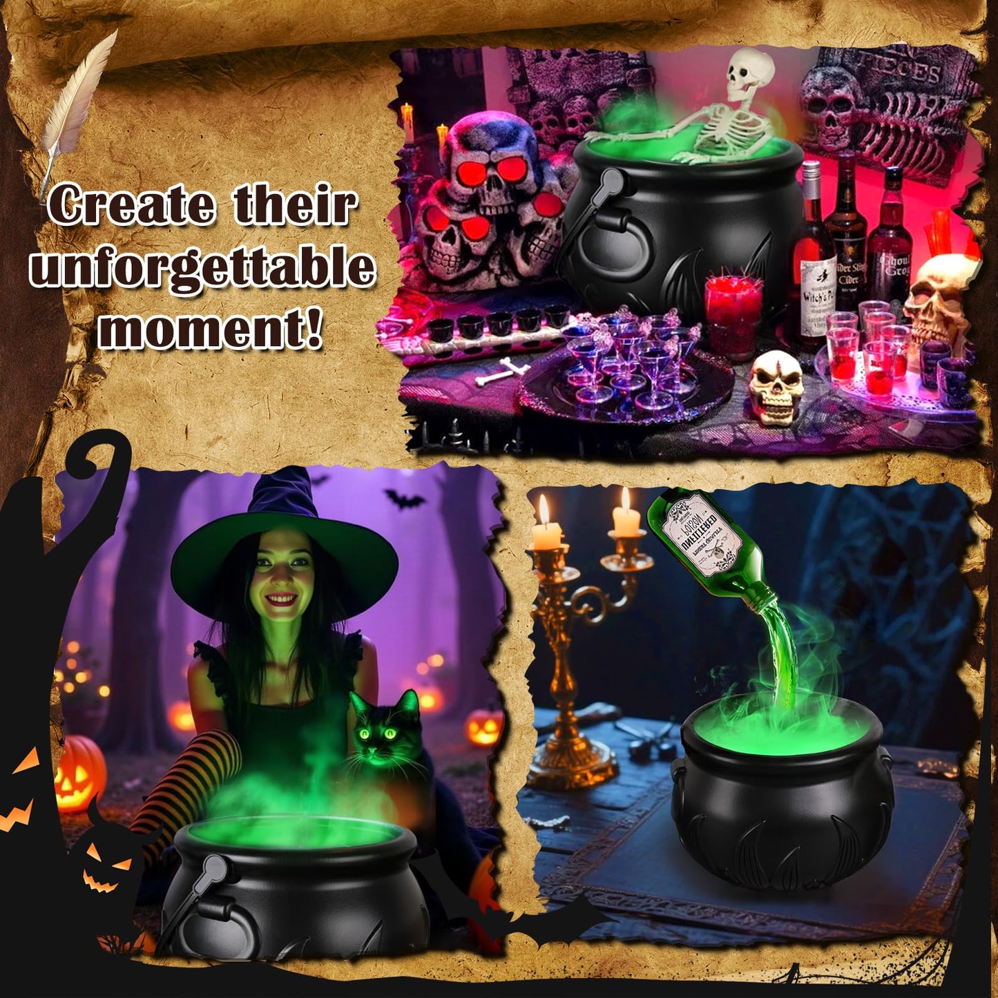 🔥Hot Sale 60% OFF🎃Halloween Witches' Magic Cauldron and Floating Potion Bottles