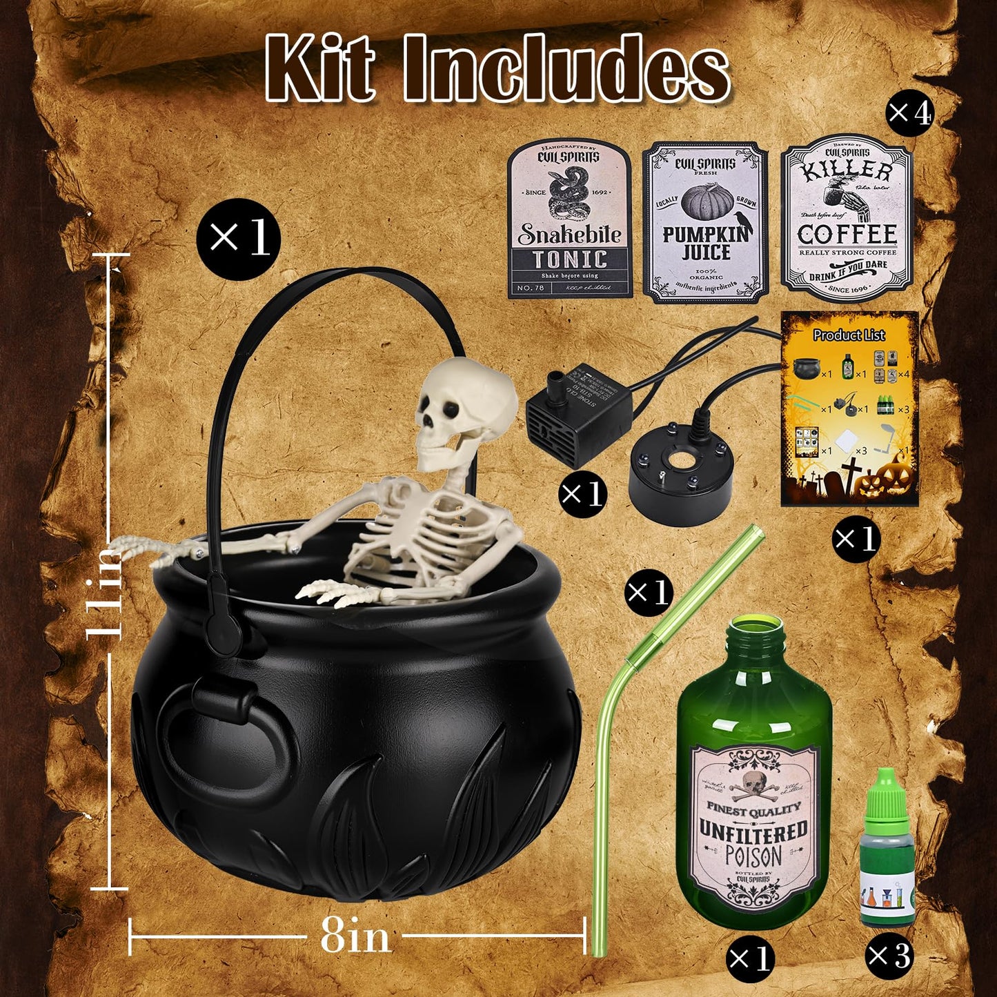 🔥Hot Sale 60% OFF🎃Halloween Witches' Magic Cauldron and Floating Potion Bottles