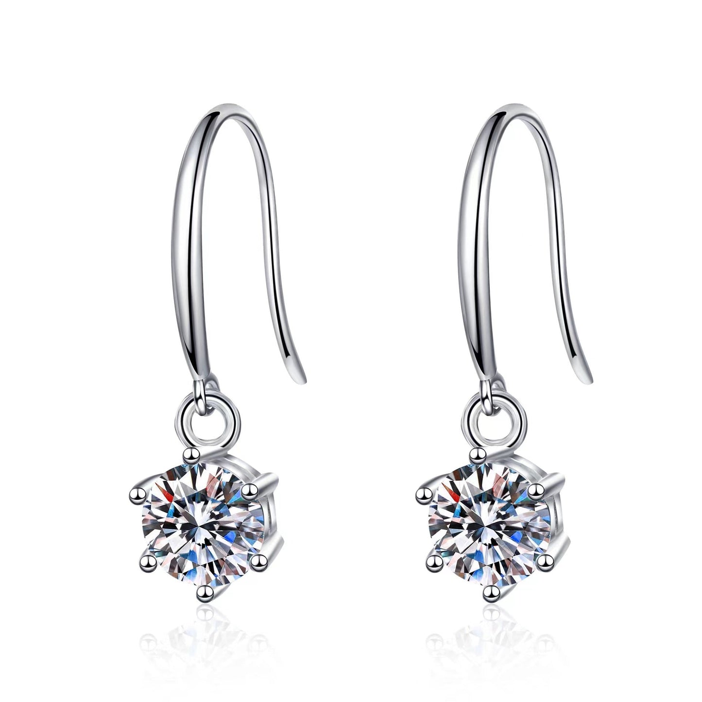 🔥Hot Sale💎Elegant Six-Prong Moissanite Earrings with Secure Hook