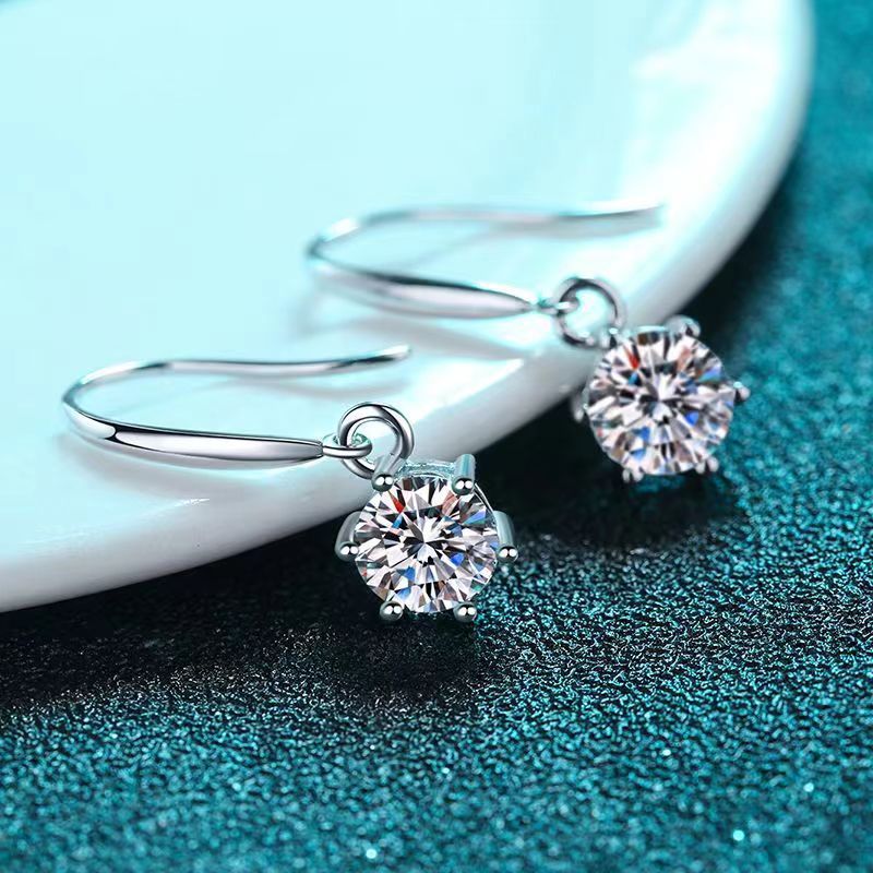 🔥Hot Sale💎Elegant Six-Prong Moissanite Earrings with Secure Hook
