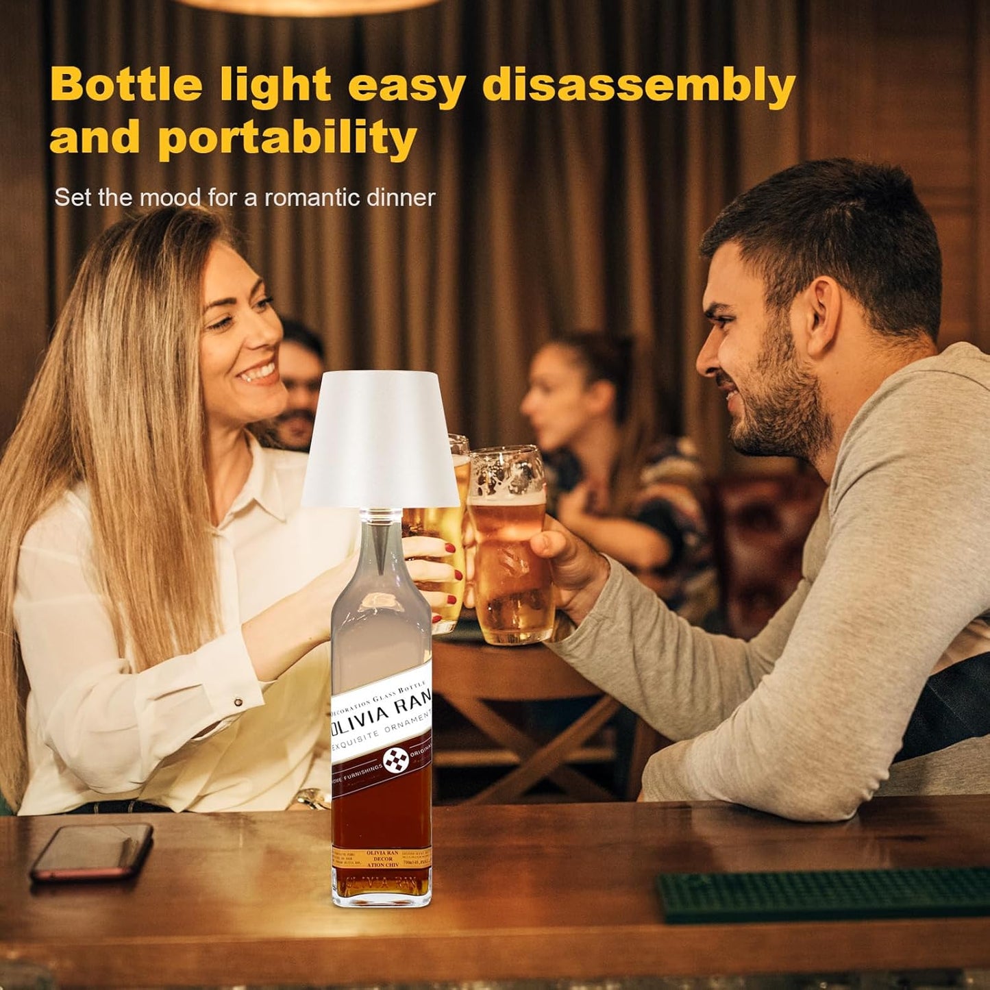 Last Day Promotion!🔥Wireless Bottle Lamp - RGB Mode/ 3 Color Mode