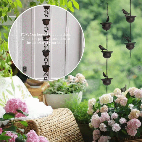 ✨Decorative Rain Chain with Bird Bath Design
