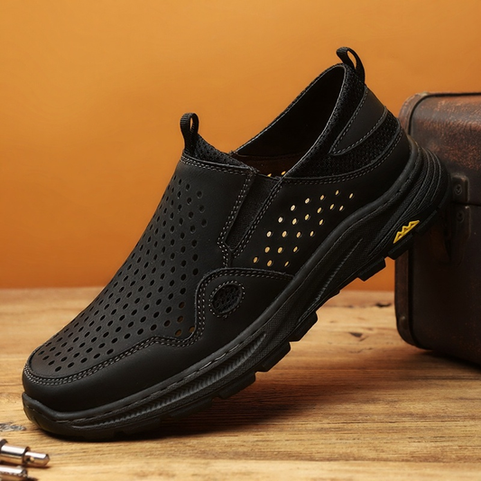 (⏰Limited Time Sale 70% OFF) Men's Orthopedic Leather Loafers - Comfortable Orthopedic Wide Toe Arch Support - Quick Dry Breathable Cushioning Non-slip and Puncture Resistant