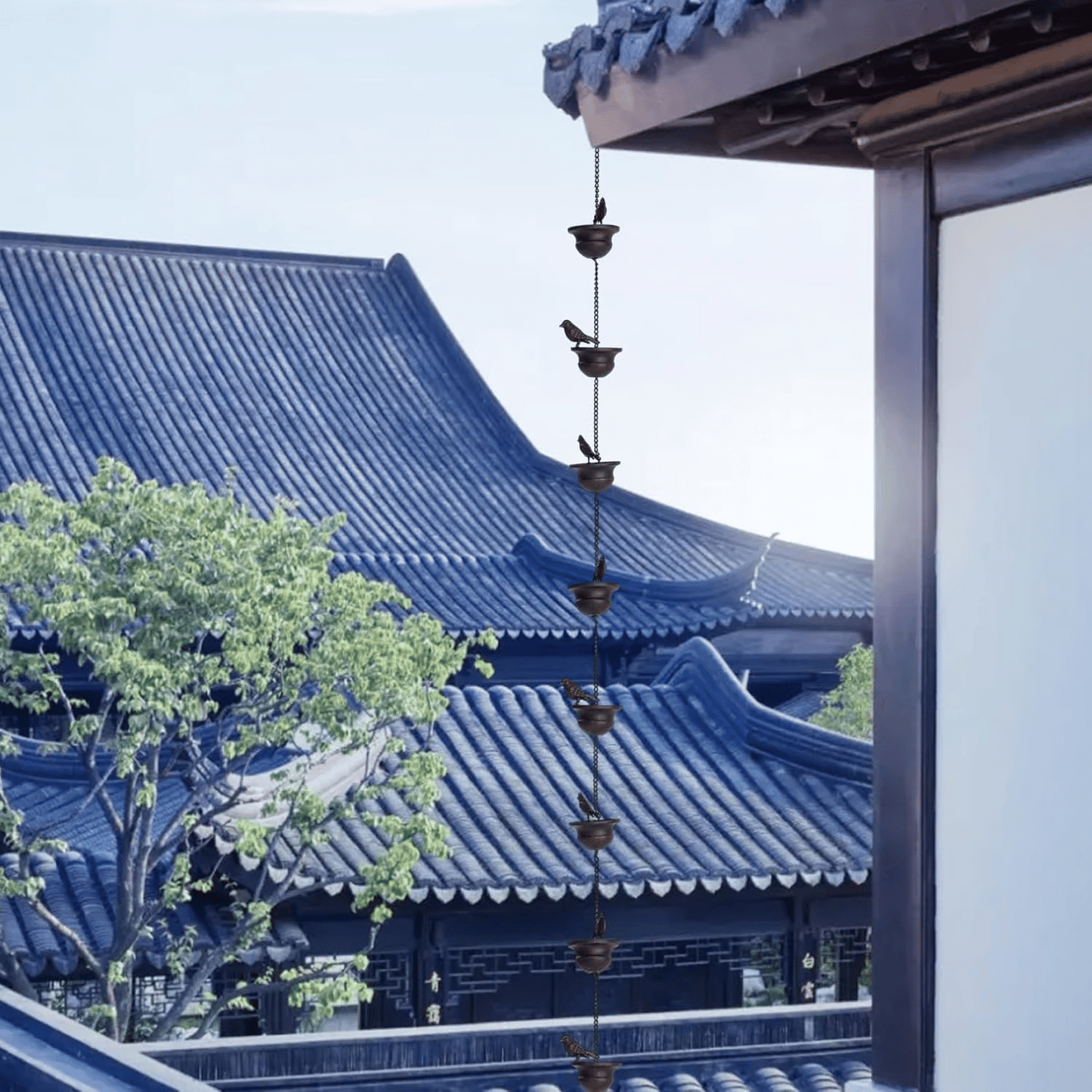 ✨Decorative Rain Chain with Bird Bath Design