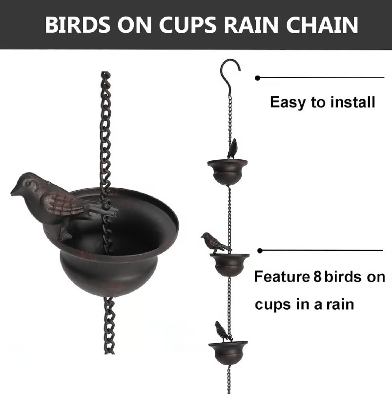✨Decorative Rain Chain with Bird Bath Design
