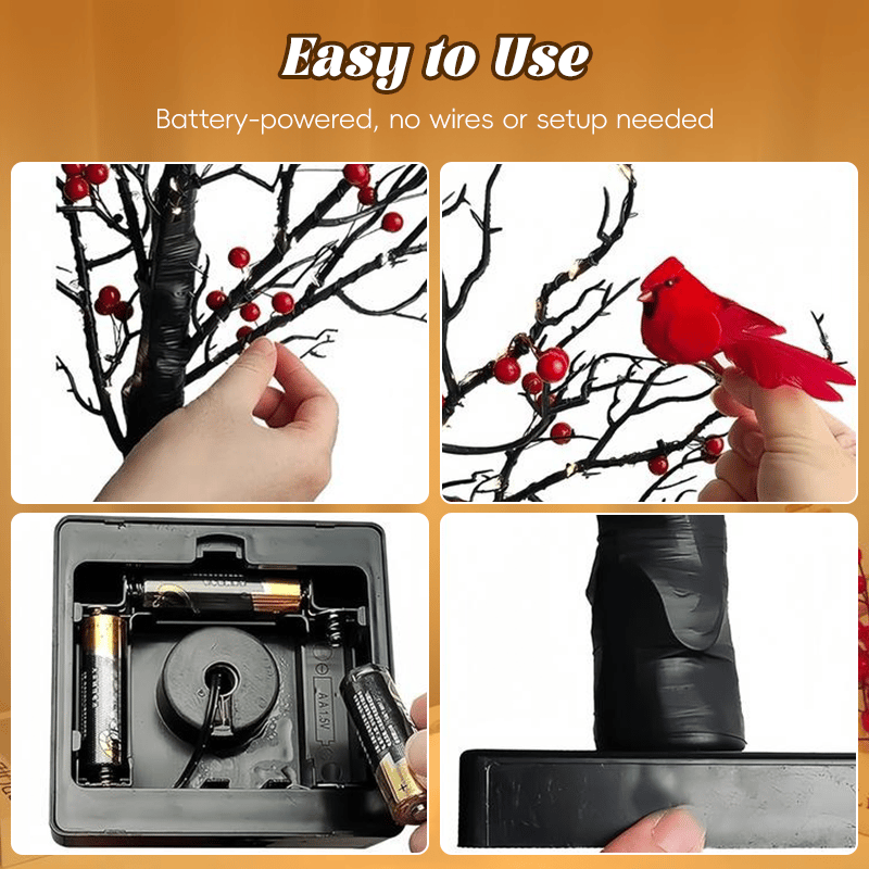 🔥Hot Sale🔥Vintage Glowing Cardinal Tree With Berries