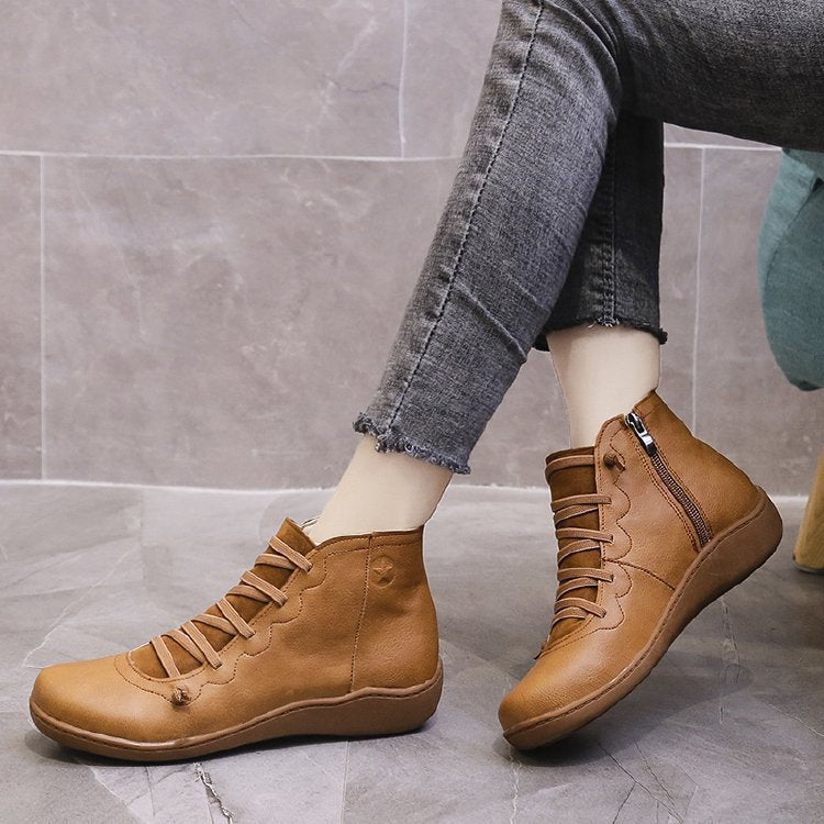 🔥Last Day Promotion 50% OFF - Women's Comfortable Handmade Leather Foot Support Boots
